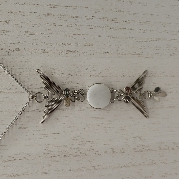 414- Couple Birds With A Natural Stone Women's Handmade Necklace NWT - Picture 3 of 9